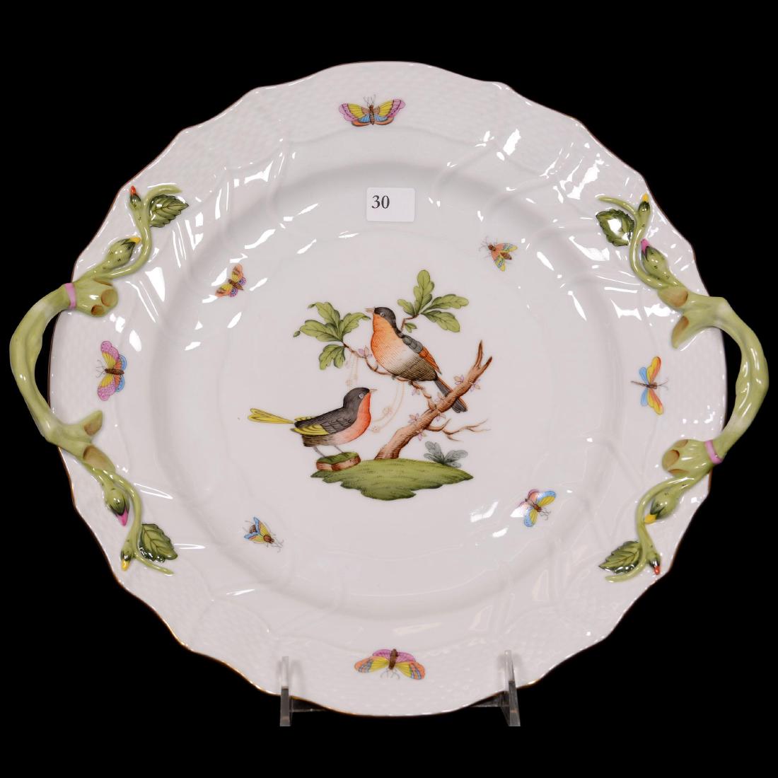 Herend Hungary Porcelain Hand Painted Two-Handled Cake (1 of 2)