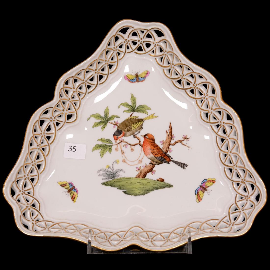 Herend Hungary Porcelain Hand Painted Tri-Corner Bowl (1 of 3)