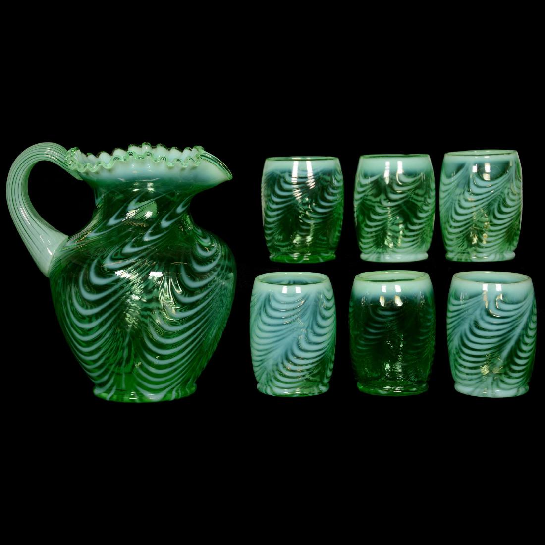 Modern Fenton Green Opalescent Waterset (1 of 4)