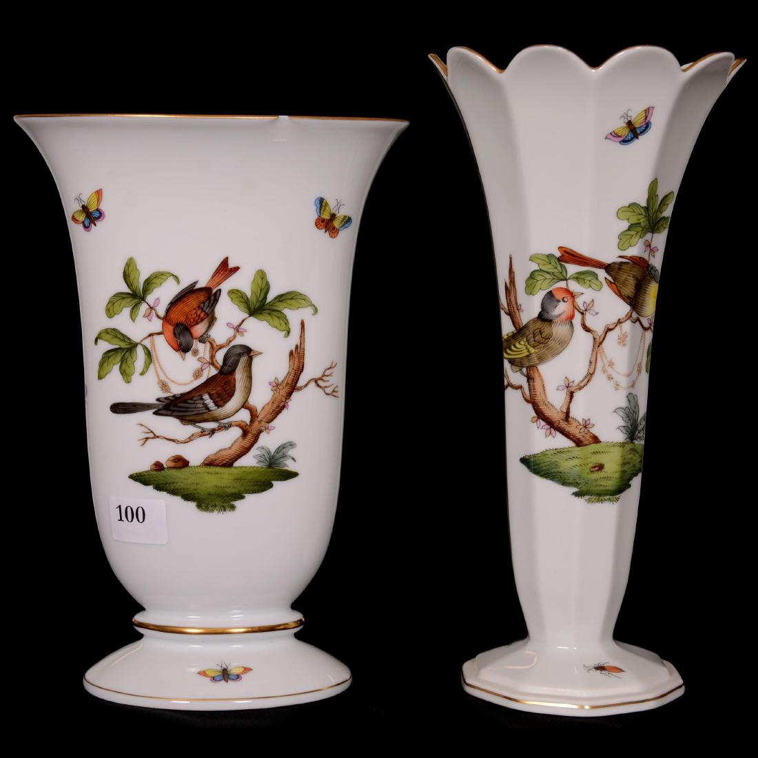 2 Herend Hungary Porcelain Hand Painted Vases Jan 27 2018