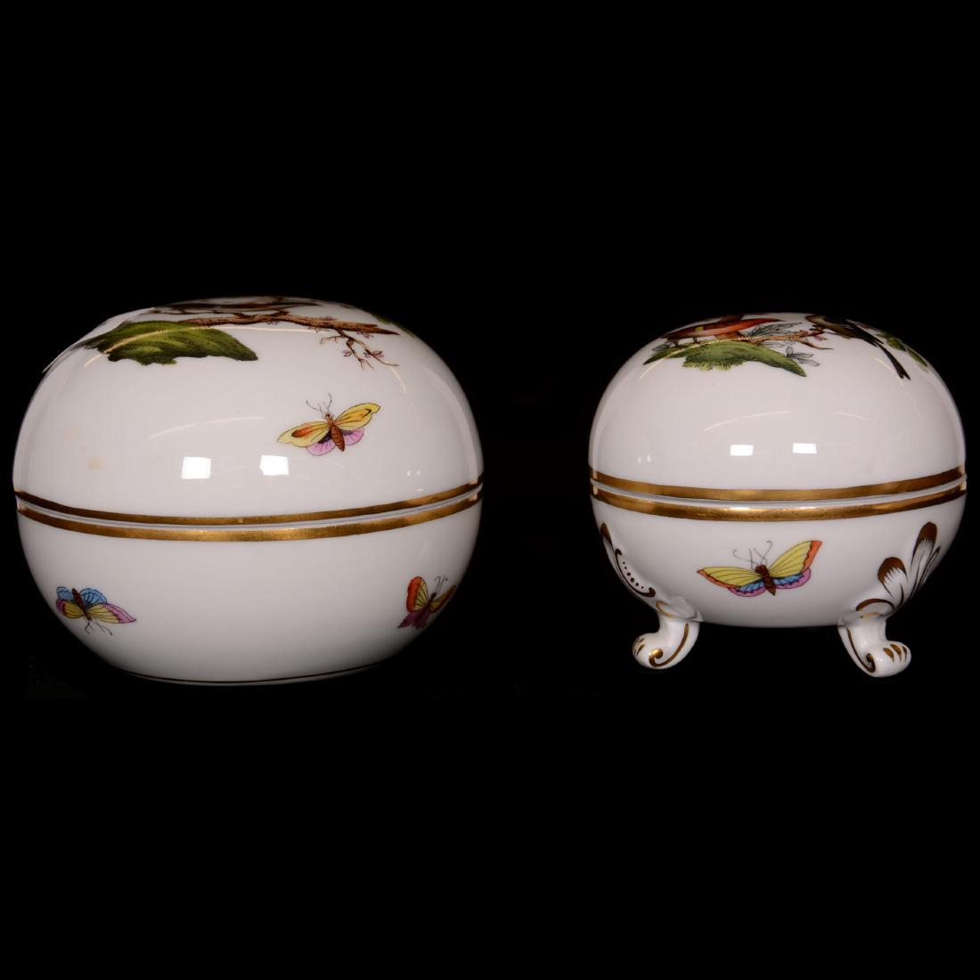 (2) Herend Hungary Porcelain Hand Painted Round Covered (1 of 3)