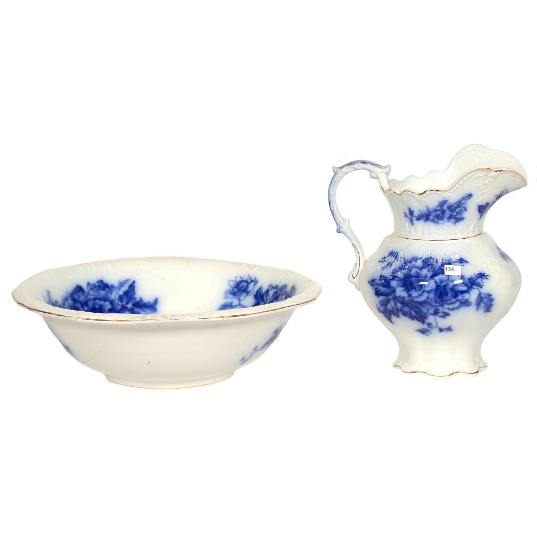 Flow Blue Pitcher and Bowl Set (1 of 4)