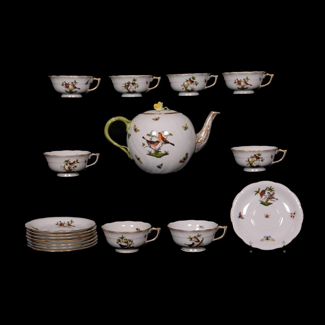 Herend Hungary Porcelain Hand Painted Seventeen Piece T