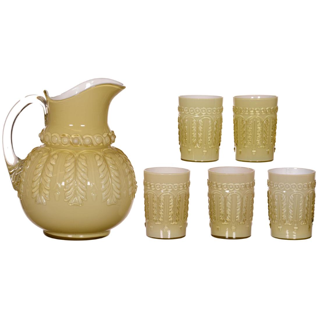 Yellow Cased Art Glass Water Set (1 of 5)