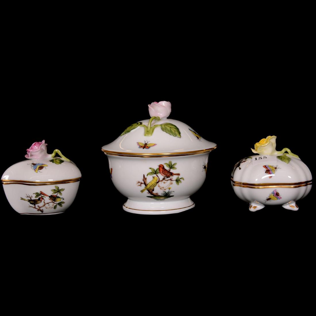 (3) Herend Hungary Porcelain Hand Painted Covered Boxes (1 of 5)