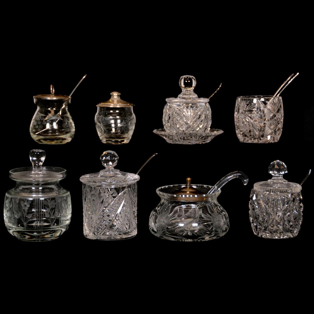 (8) Assorted Cut Glass Mustard and Jam Jars (1 of 4)