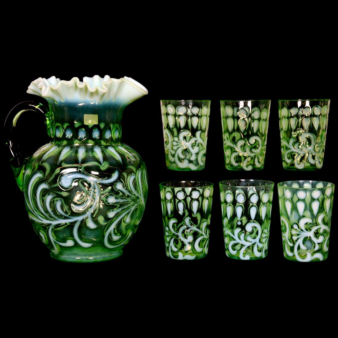 EAPG Green Opalescent Water Set (1 of 5)