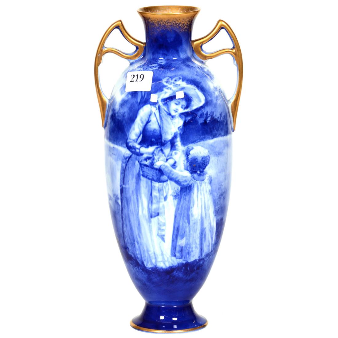 Royal Doulton Flow Blue Two Handled Vase (1 of 3)
