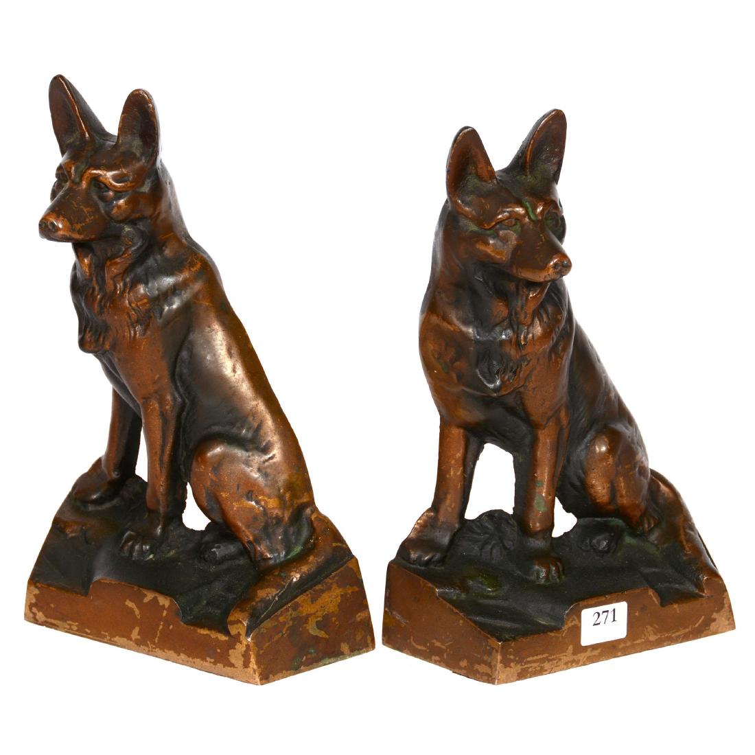 Bronze German Shepherd Dog Bookends