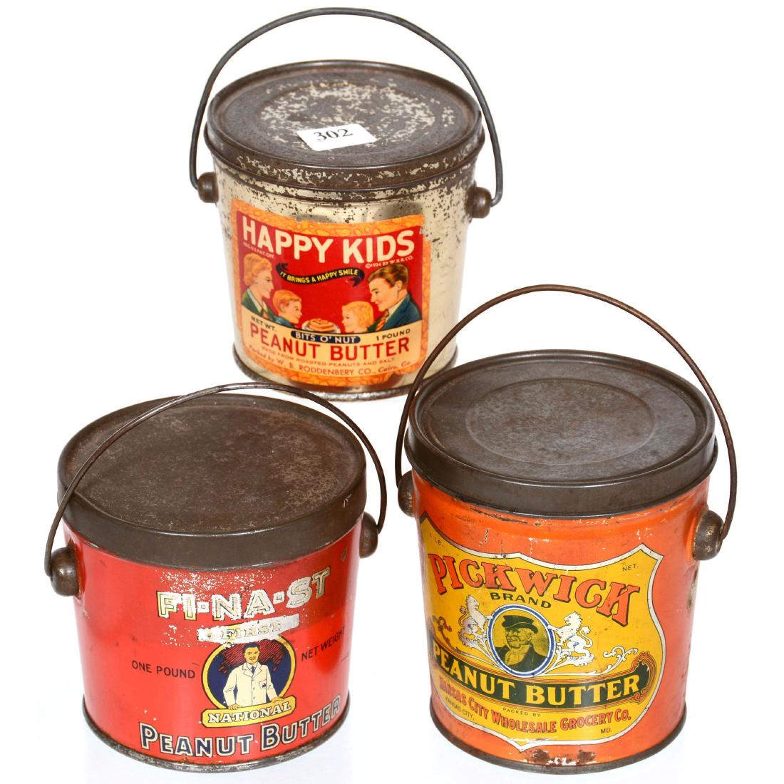 (3) Original Peanut Butter Advertising Tins in Shape of (1 of 2)