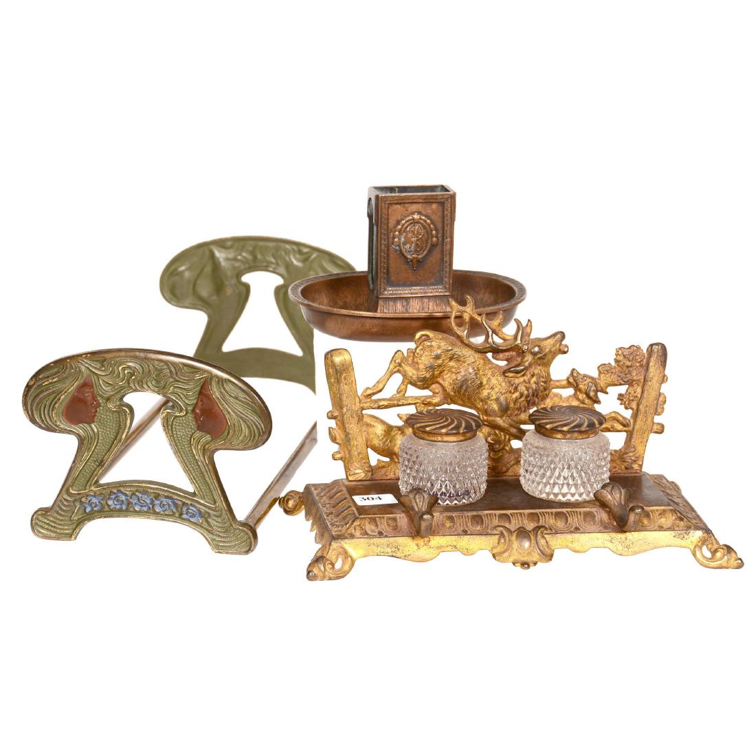 (3) Embossed Metal Desk Items (1 of 4)