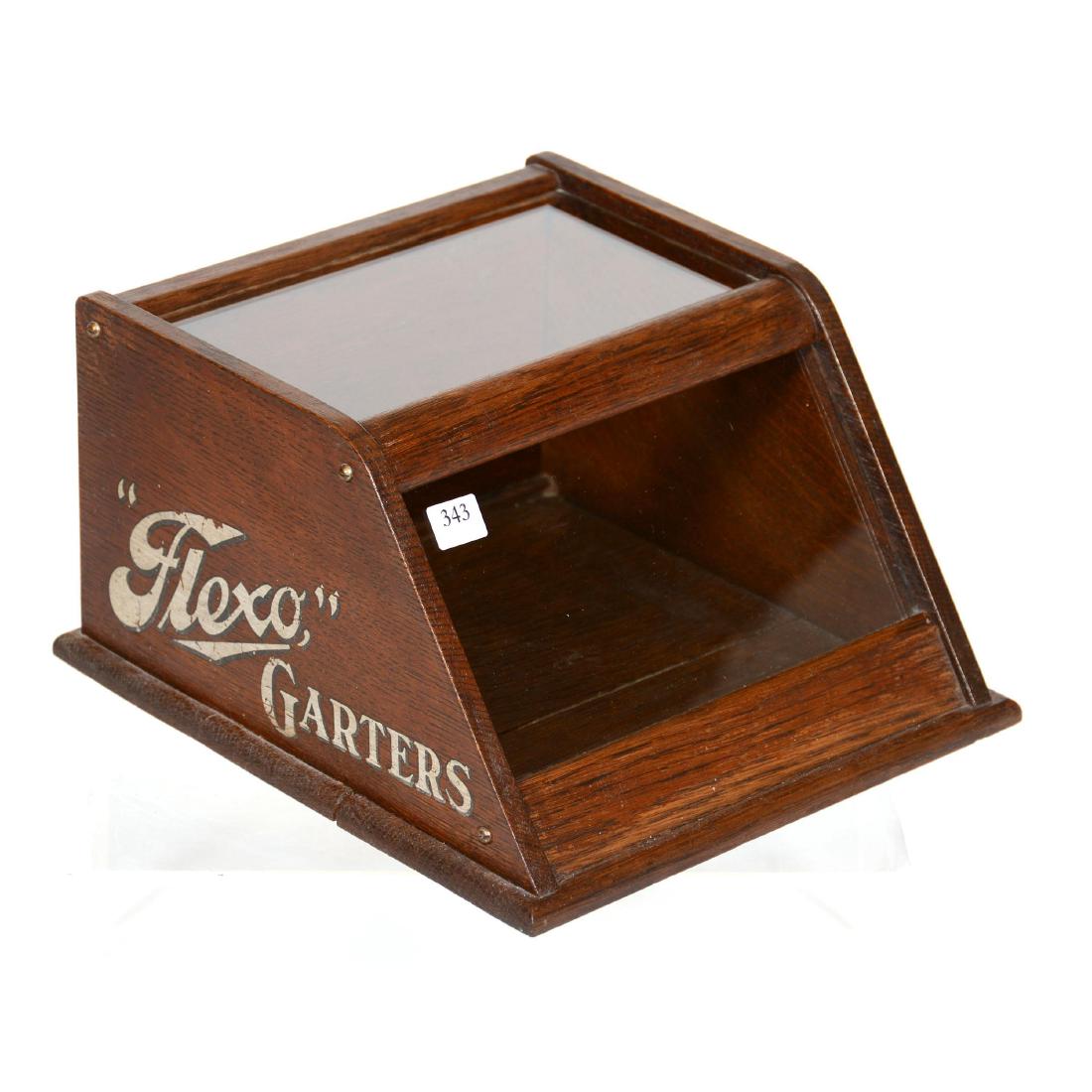 Original Oak Counter Top Garter Display Case with Adver (1 of 2)