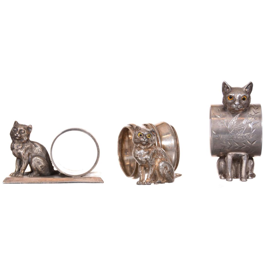 (3) Victorian Figural Cat Napkin Ring Holders (1 of 2)