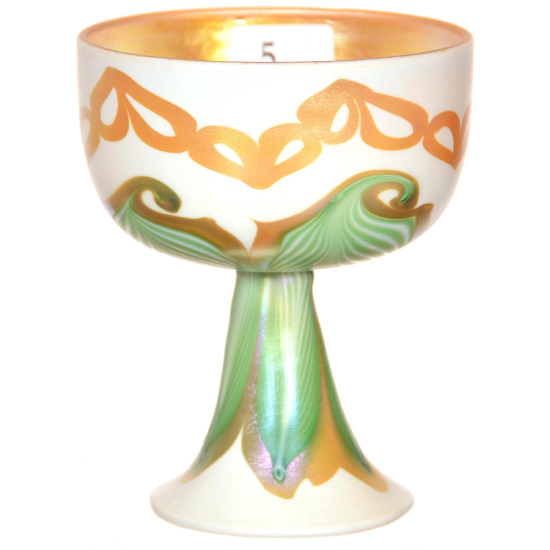 Art Glass Pedestal Punch Cup (1 of 2)