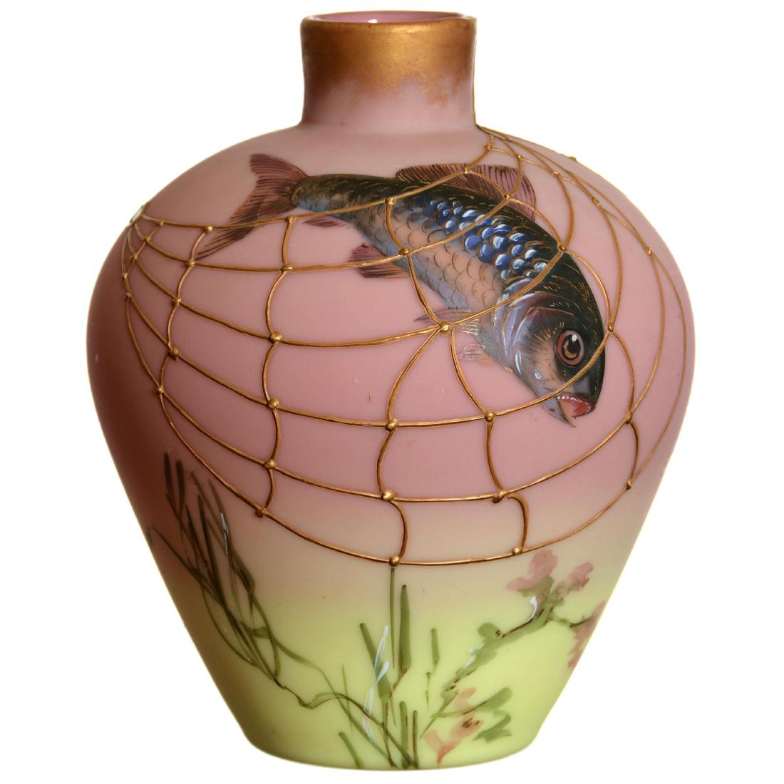 Mt. Washington Decorated Burmese Art Glass Vase (1 of 2)