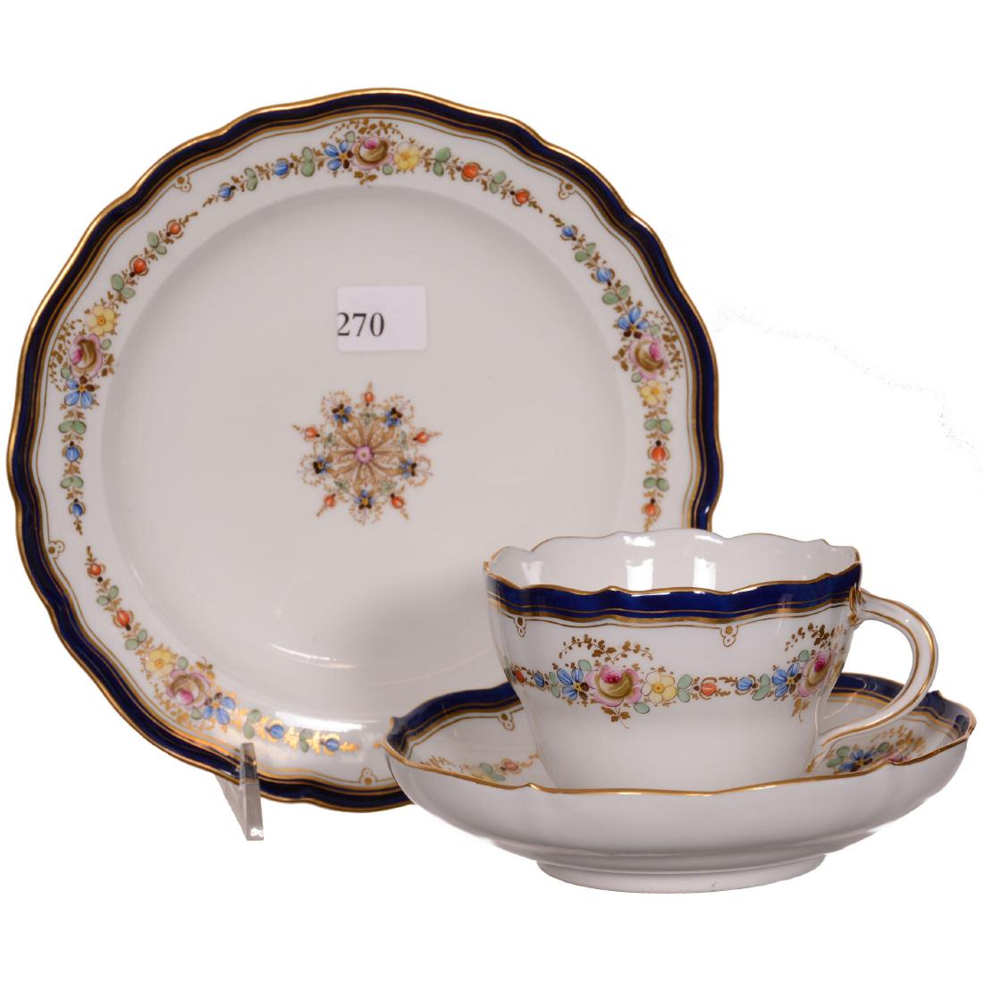Three Piece Meissen (Blue Crossed Swords) Luncheon Set (1 of 3)