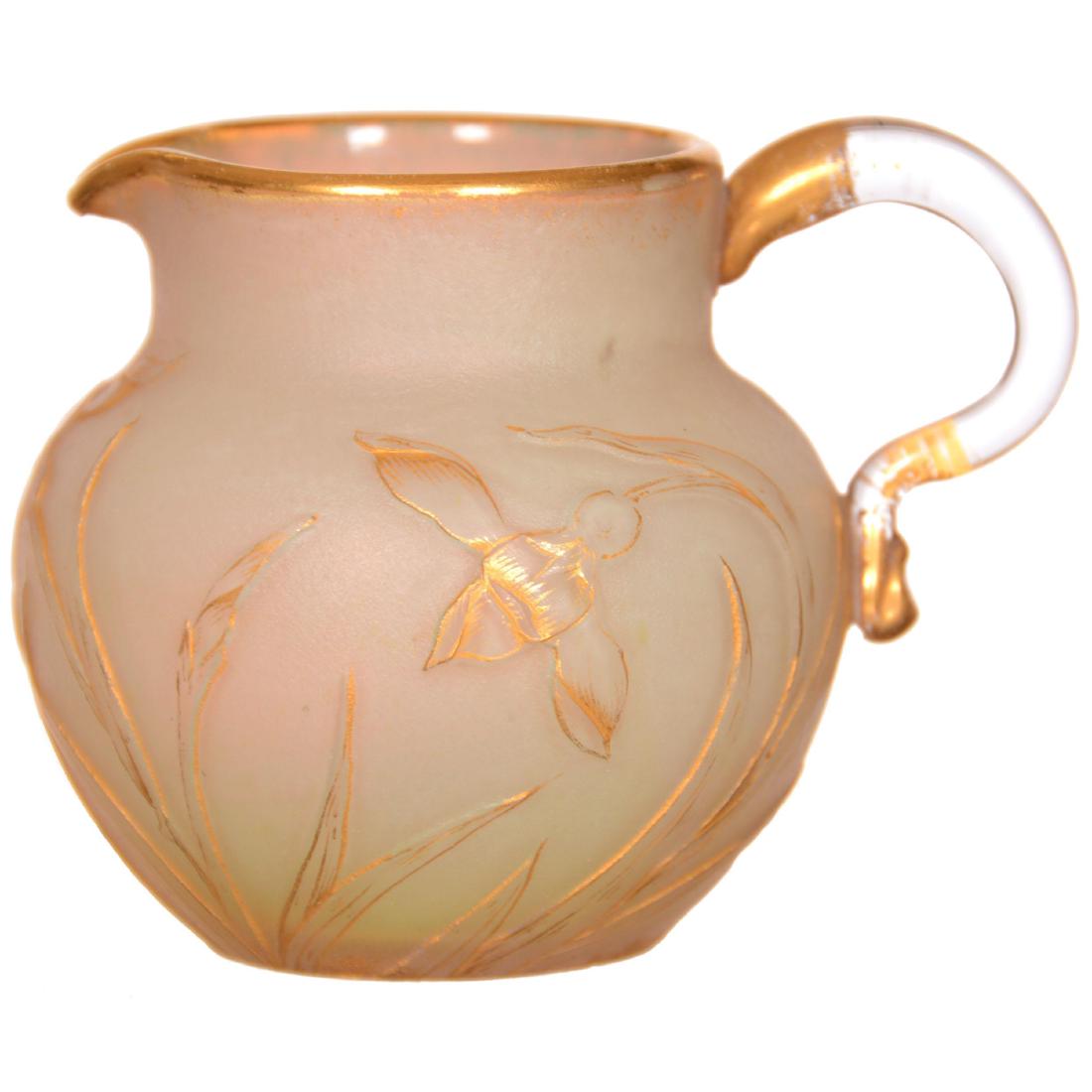 French Cameo Miniature Art Glass Pitcher (1 of 3)