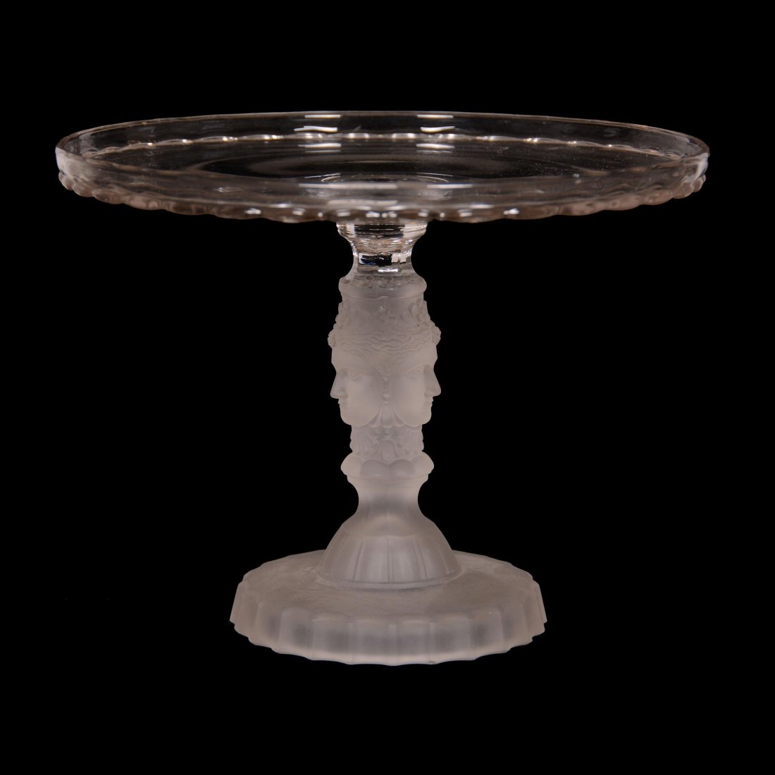 Original Three Faces Pattern Glass Cake Stand (1 of 2)