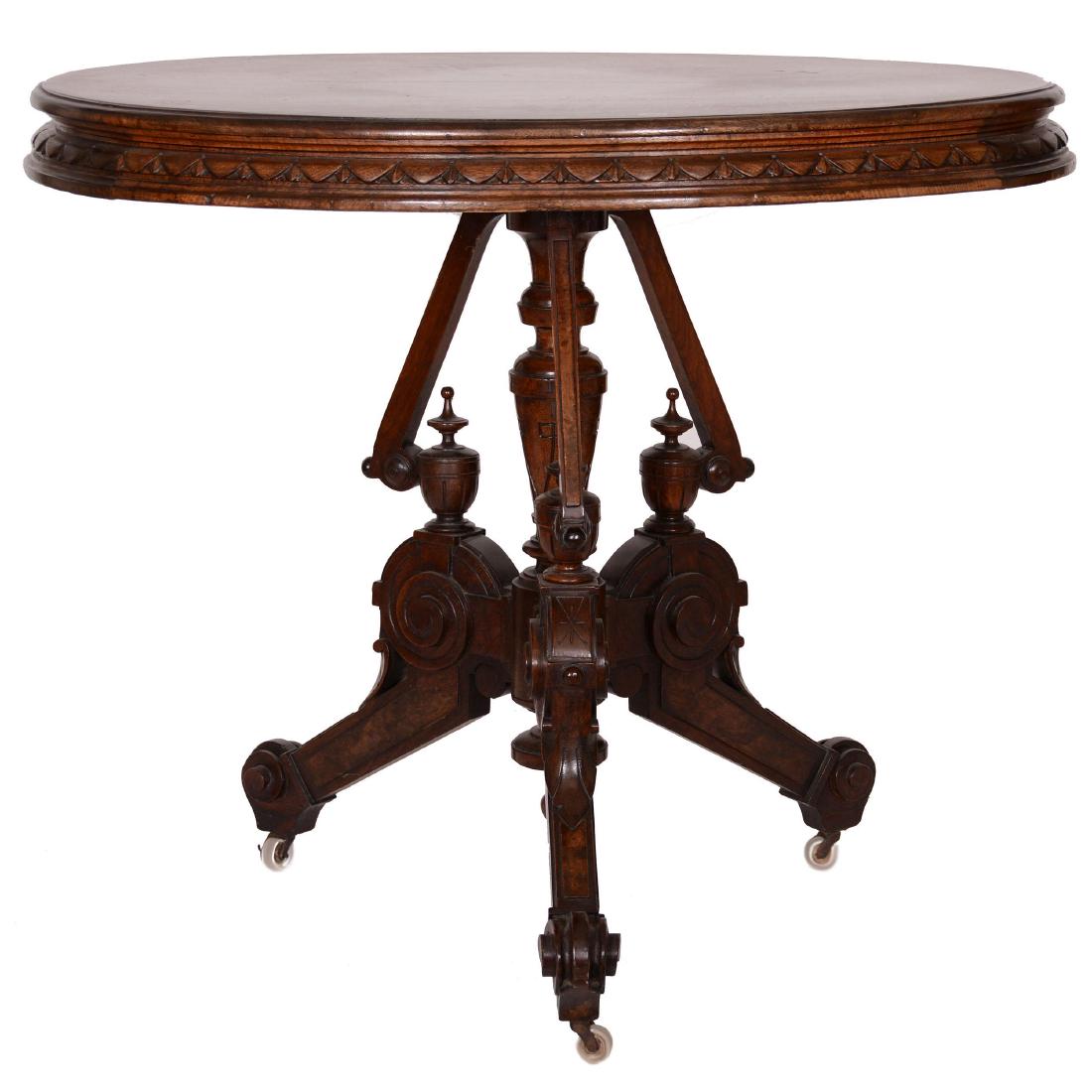 Victorian Walnut Oval Parlor Table (1 of 3)