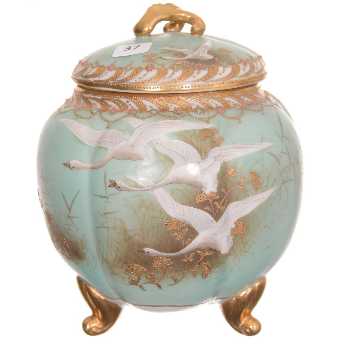 Nippon Three Footed Covered Biscuit Jar (1 of 2)