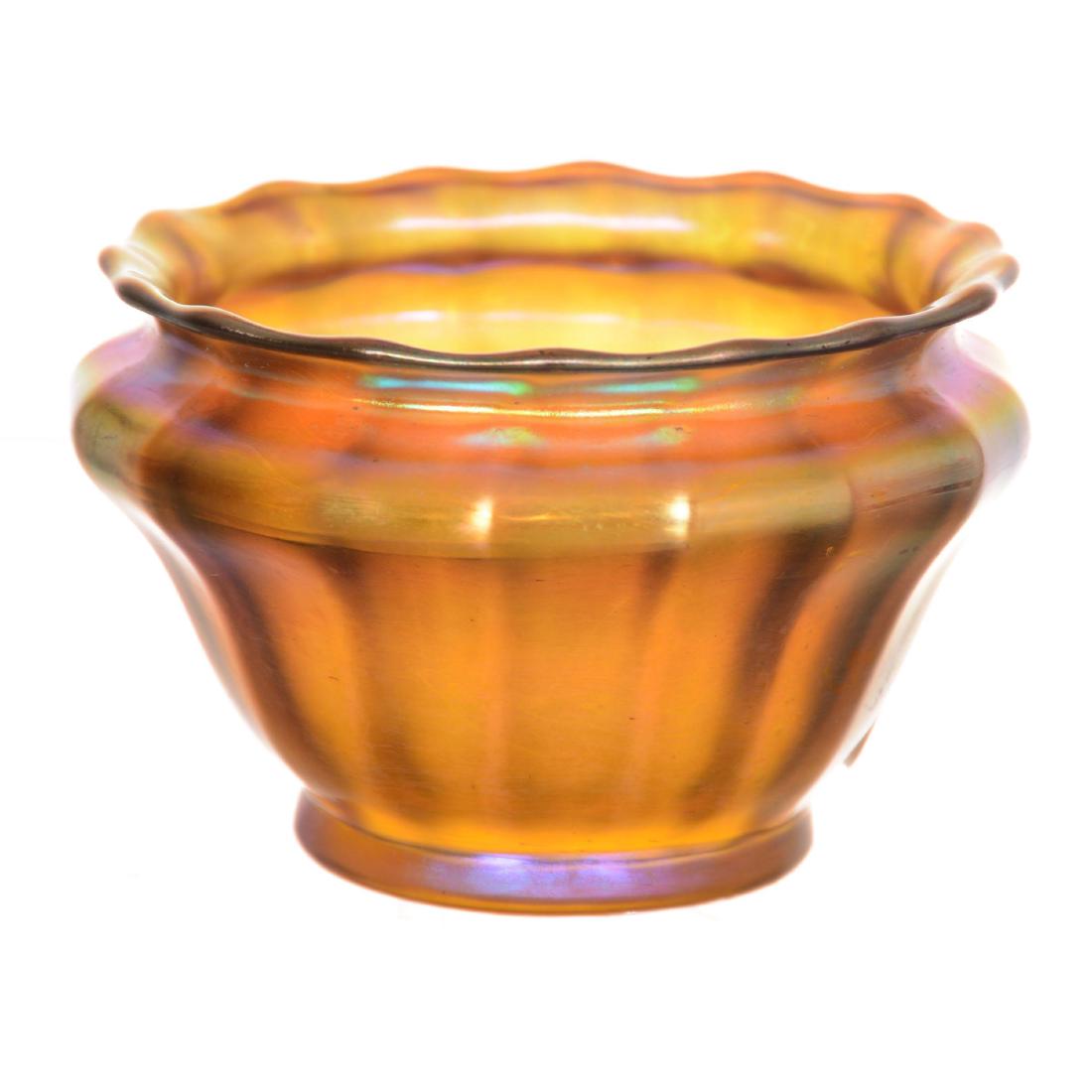 Quezal Art Glass Salt Dip (1 of 2)