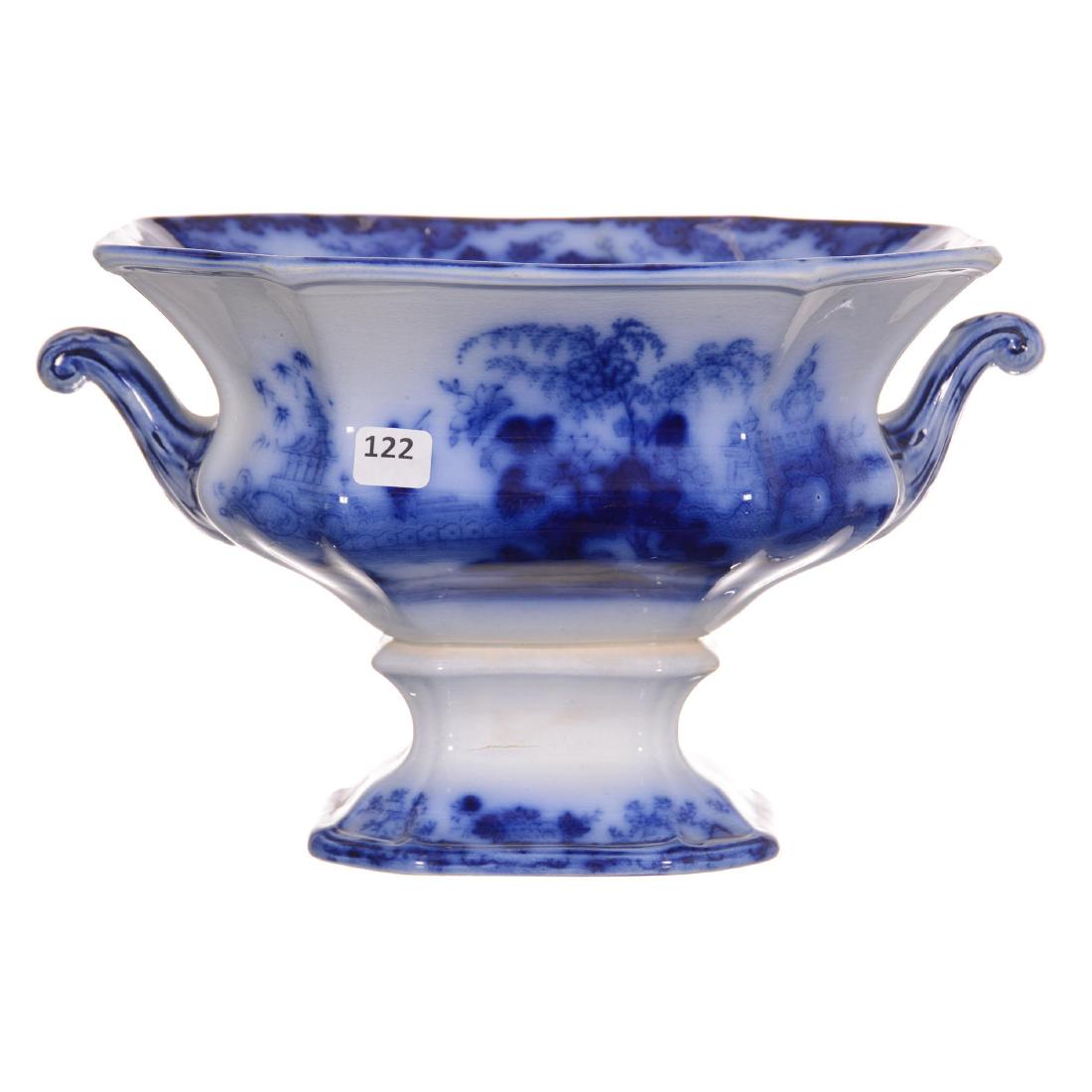 Flow Blue Scinde Pattern Pedestal Open Bowl (1 of 3)