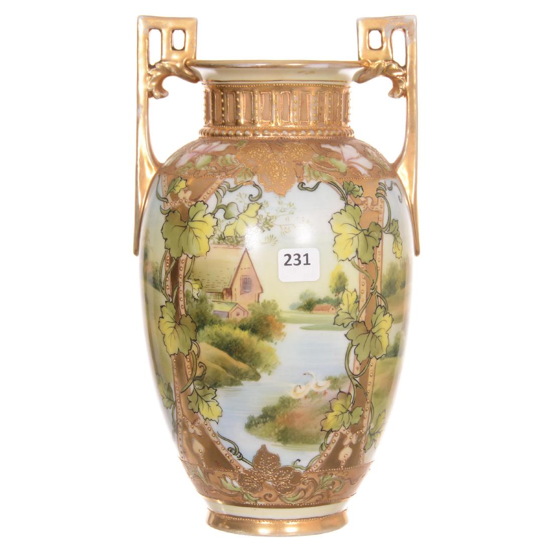 Unmarked Nippon Two-Handled Vase (1 of 3)