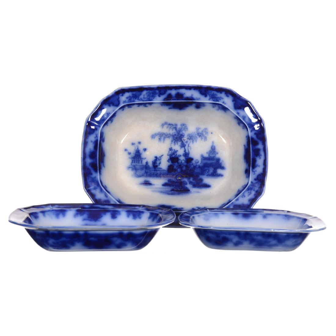 Flow Blue Scinde Pattern Set of (3) Nesting Bowls (1 of 2)