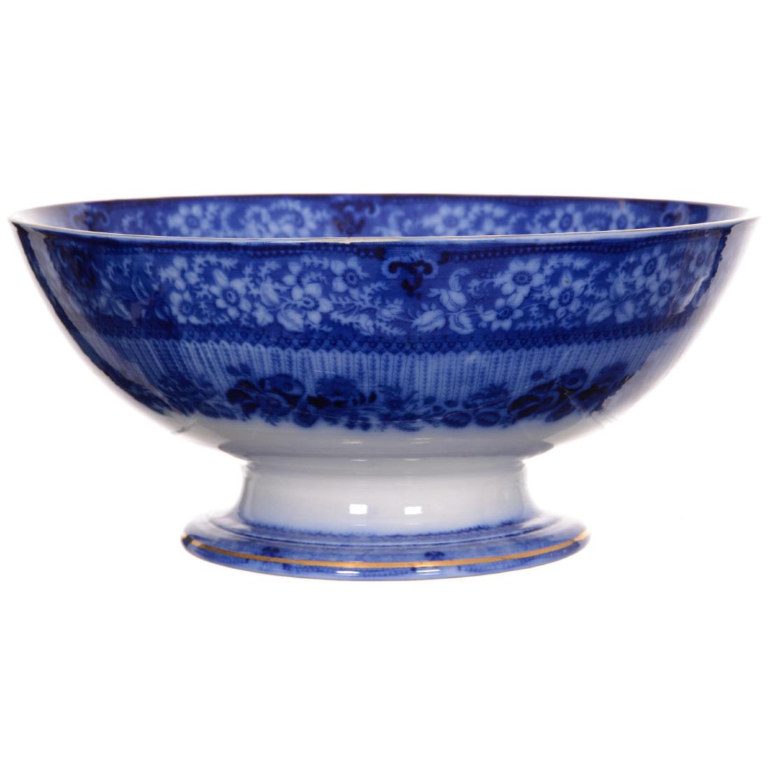 Flow Blue Grecian Pattern Pedestal Punch Bowl (1 of 3)