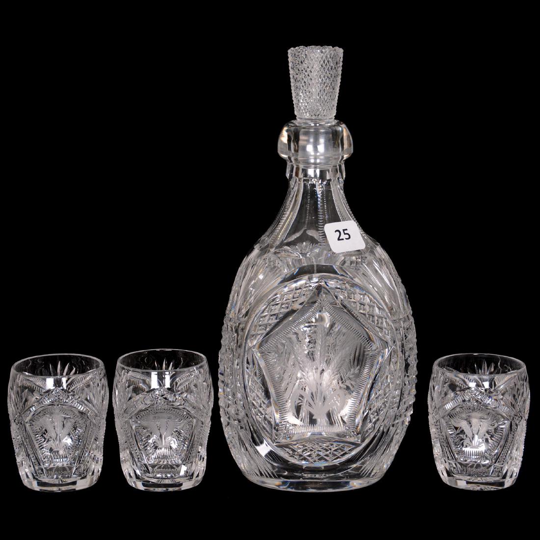 Whiskey Bottle and (3) Shot Glasses - ABCG (1 of 4)