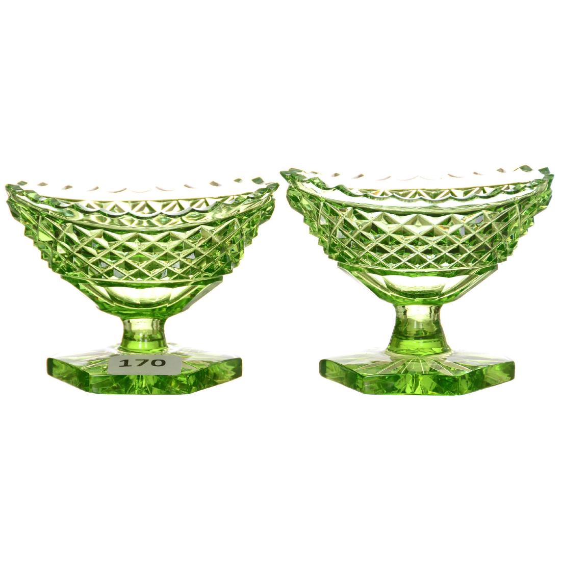 Pair Solid Apple Green Pedestal Salt Dips - ABCG (1 of 2)