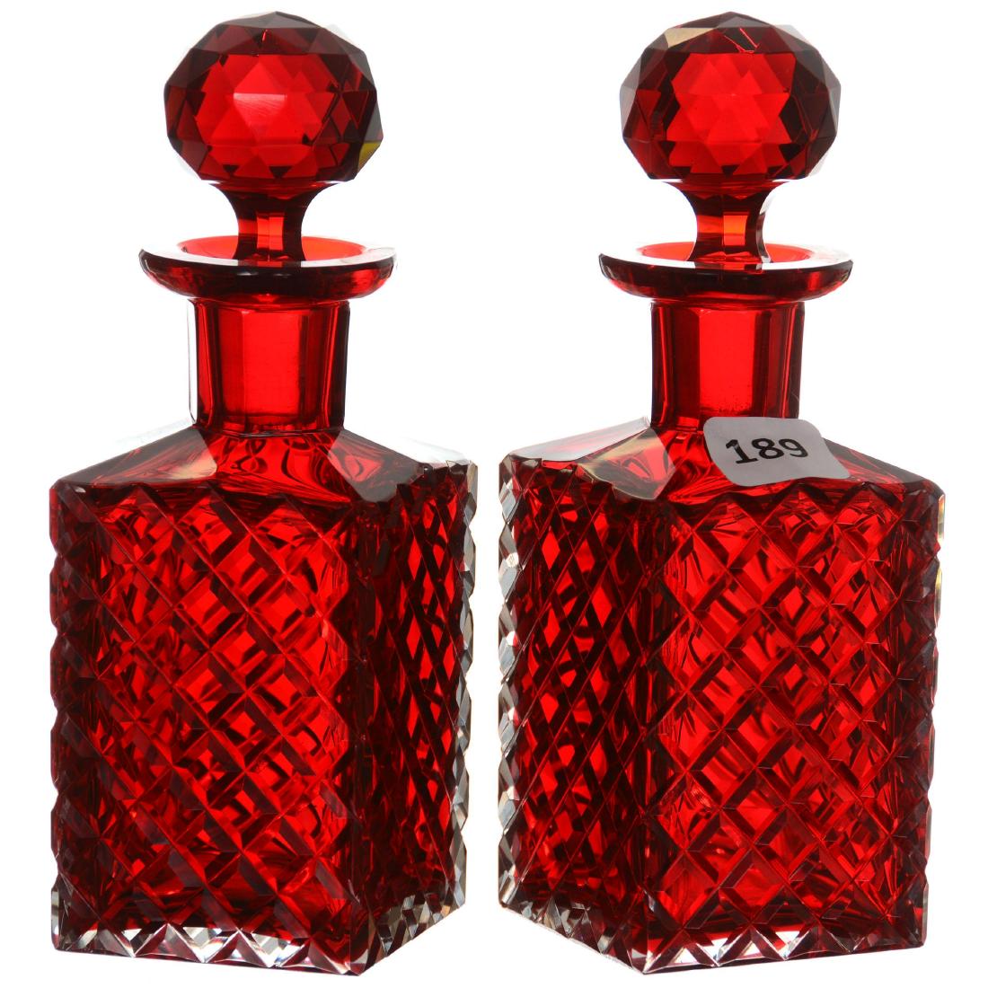 Pair Solid Cased Selenium Red Cologne Bottles (1 of 2)