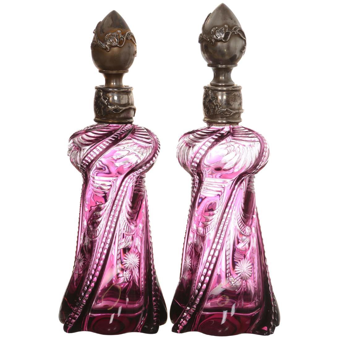 Pair Amethyst Cut to Clear Bottles (1 of 3)