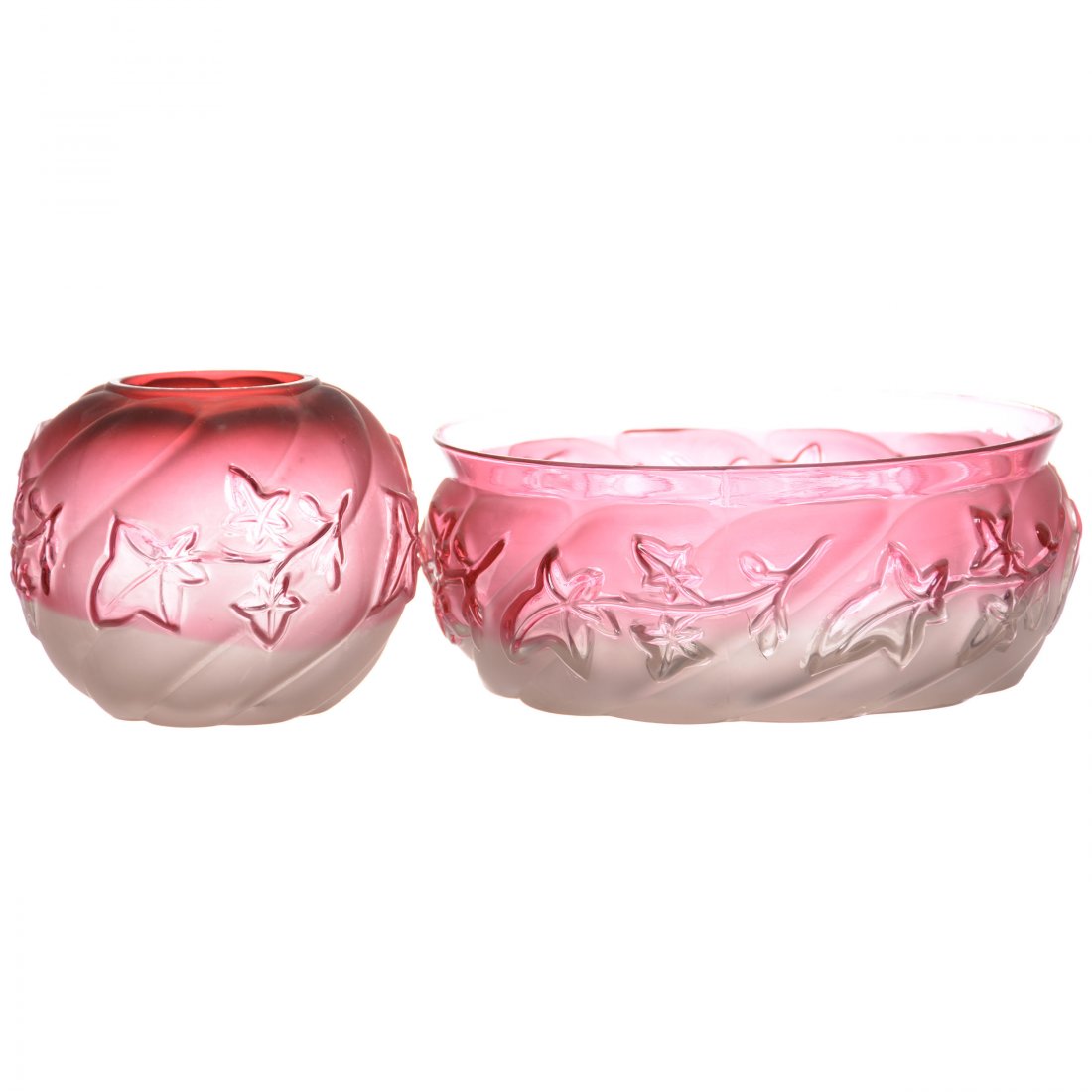 (2) Frosted Rubina Art Glass Items (1 of 1)