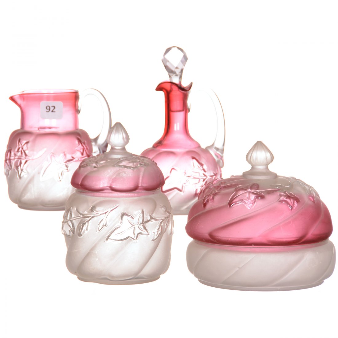 (4) Frosted Rubina Art Glass Items (1 of 1)