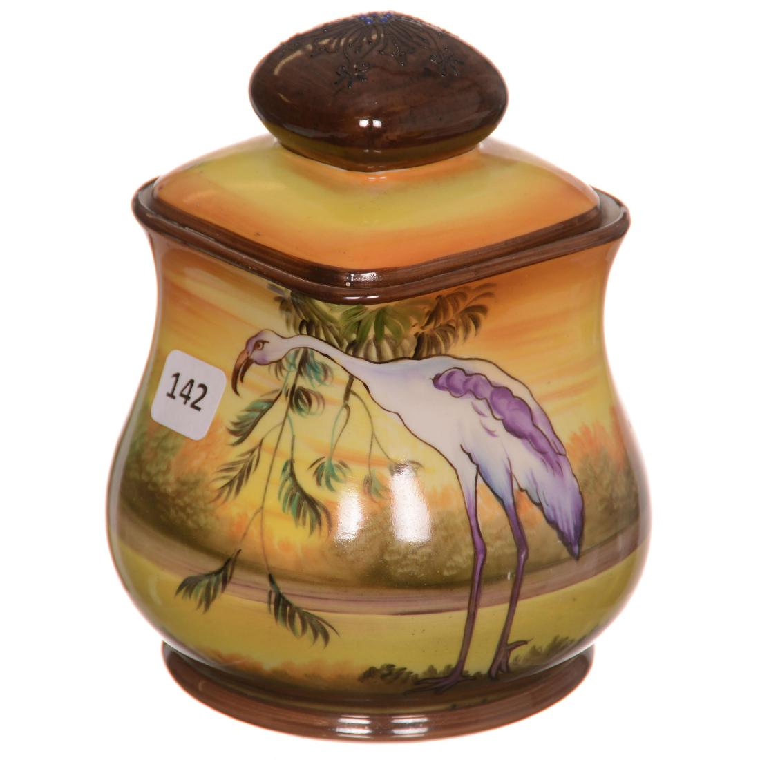 Noritake Humidor: Noritake Humidor 6.5" - Sunset Scenic Decor with Flamingo
