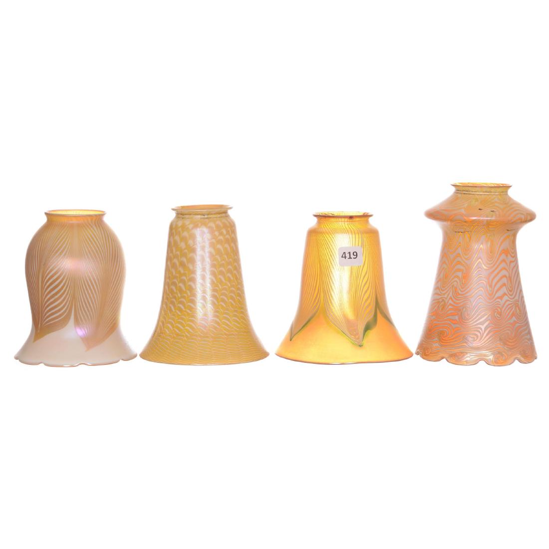 (4) Decorated Art Glass Lamp Shades (1 of 2)