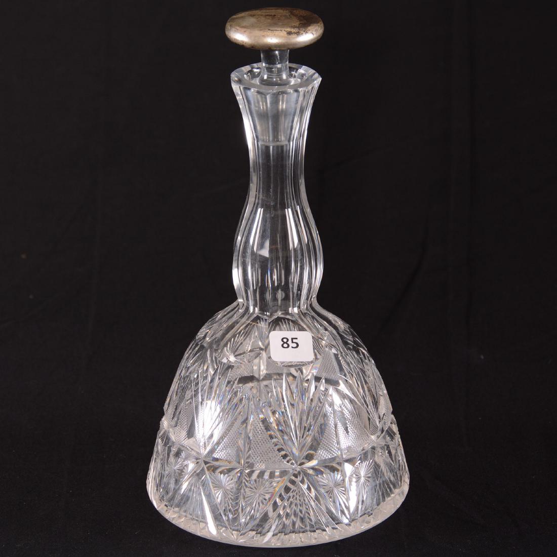 Decanter - BPCG: Decanter - Brilliant Period Cut Glass - 10.25" - Cayuga Pattern by Marshall Field - Signed Hawkes Sterling Stopper - Ray Cut Base
