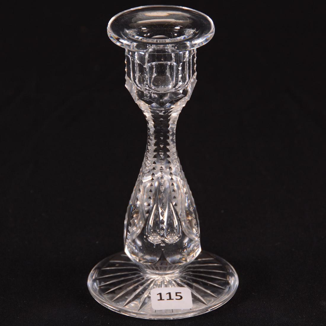 Single Candlestick - BPCG: Single Candlestick - Brilliant Period Cut Glass - 6.25" - Notched Teardrop Stem - Ray Cut Foot