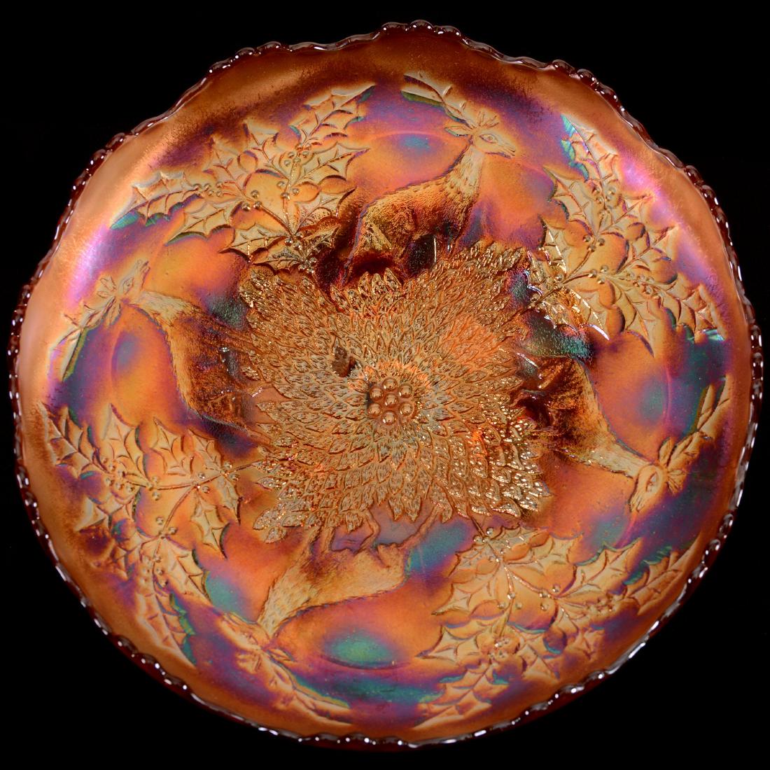 Carnival Glass Footed Bowl - 10.5" (1 of 2)