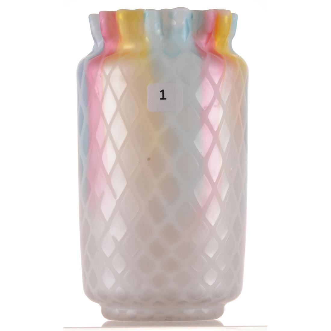 Rainbow Satin Art Glass Vase - 7.75" (1 of 3)