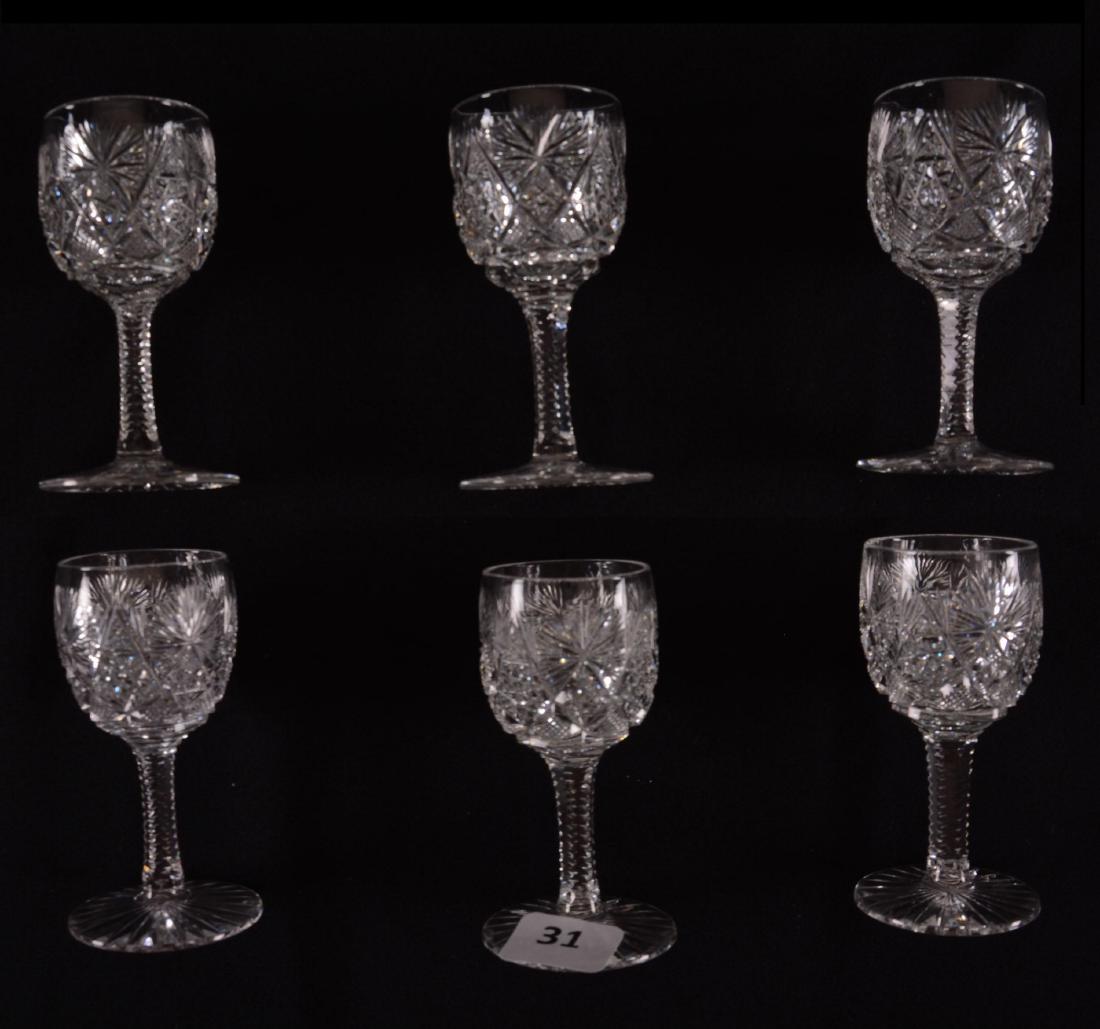 (6) Cordials - American Brilliant Cut Glass - 3" (1 of 2)