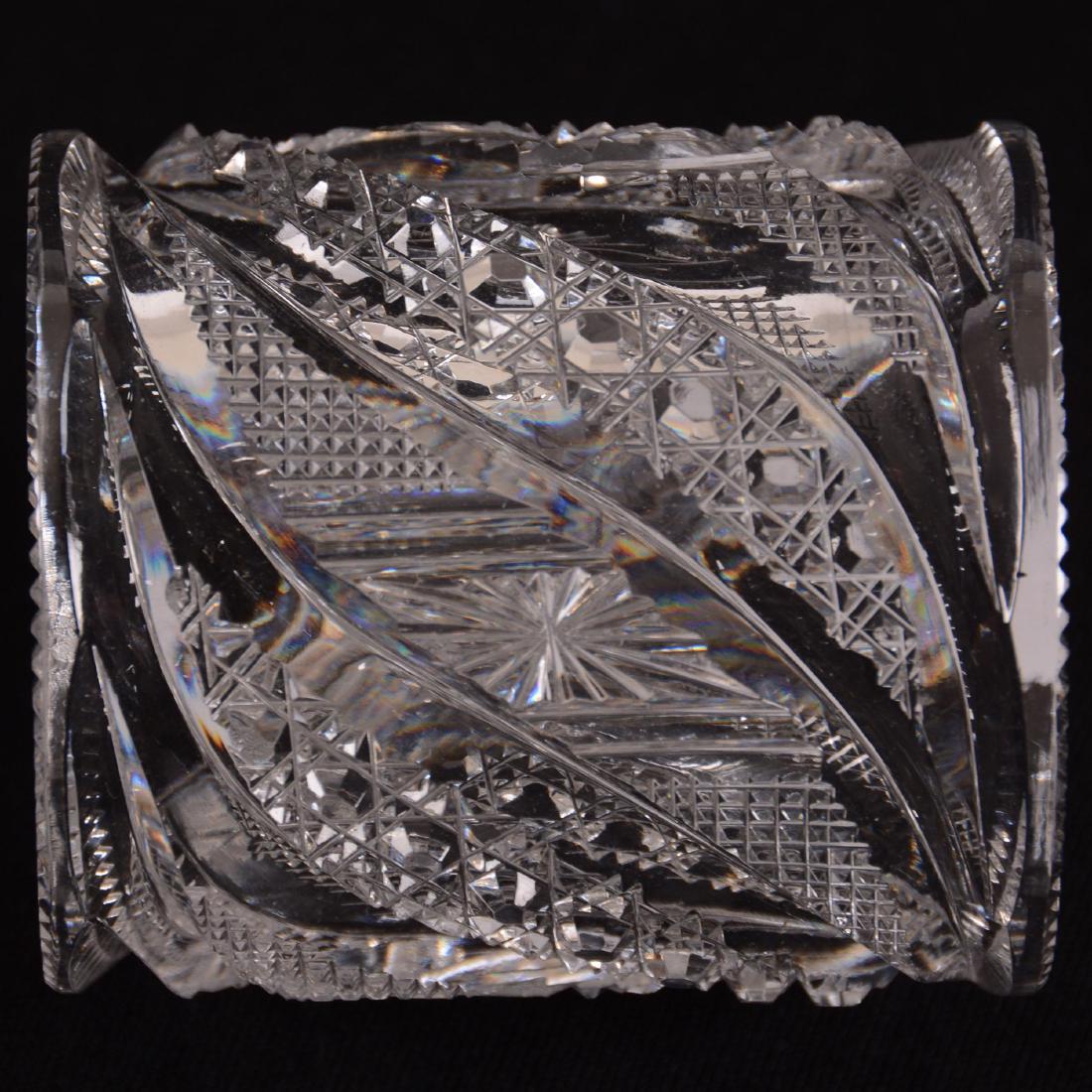 Napkin Ring - American Brilliant Cut Glass - 2.125": Napkin Ring - American Brilliant Cut Glass - 2.125" Quality Cut Swirled Vesicas with Cane, Strawberry Diamond and Star Highlights - 1.75" Diameter