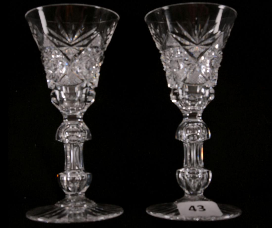 (2) Sherry Stems - American Brilliant Cut Glass - 4.5" (1 of 2)