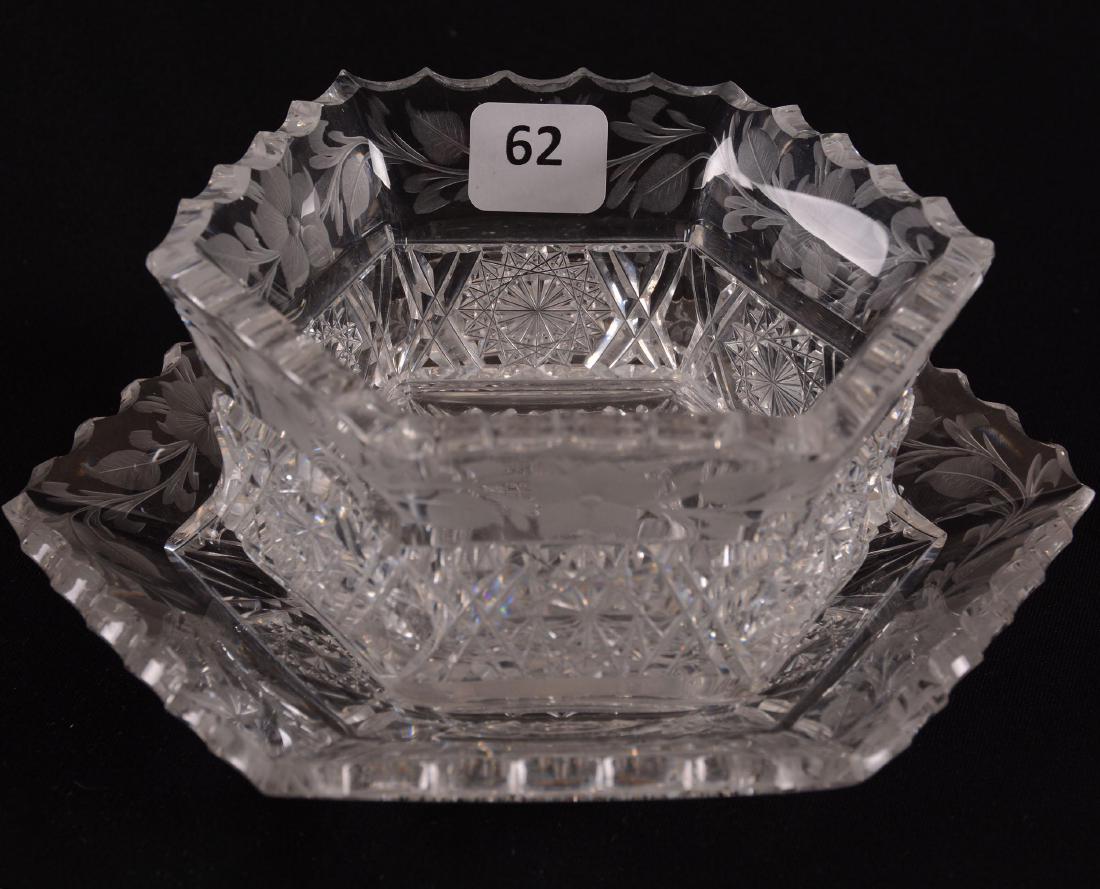 Mayonnaise Set - American Brilliant Cut Glass (1 of 3)