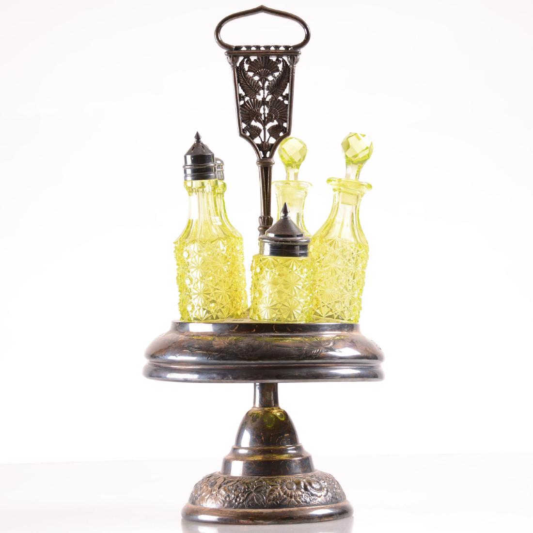 Castor Set with (5) Vaseline Glass Bottles - 17" (1 of 4)