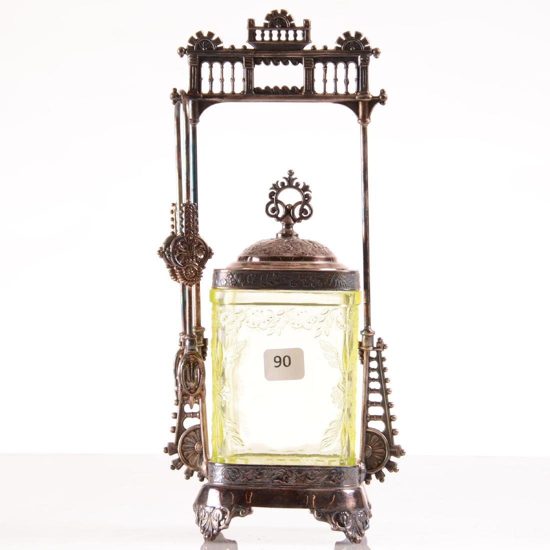 Pickle Castor - 11.5" - Square Vaseline Glass Insert (1 of 5)