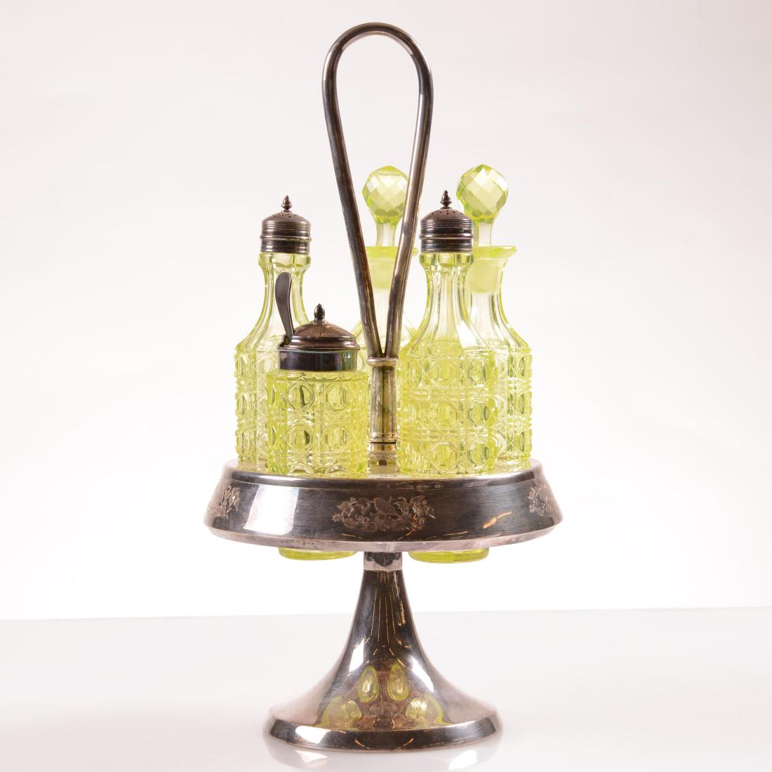 Castor Set with (5) Vaseline Glass Bottles - 15" (1 of 4)