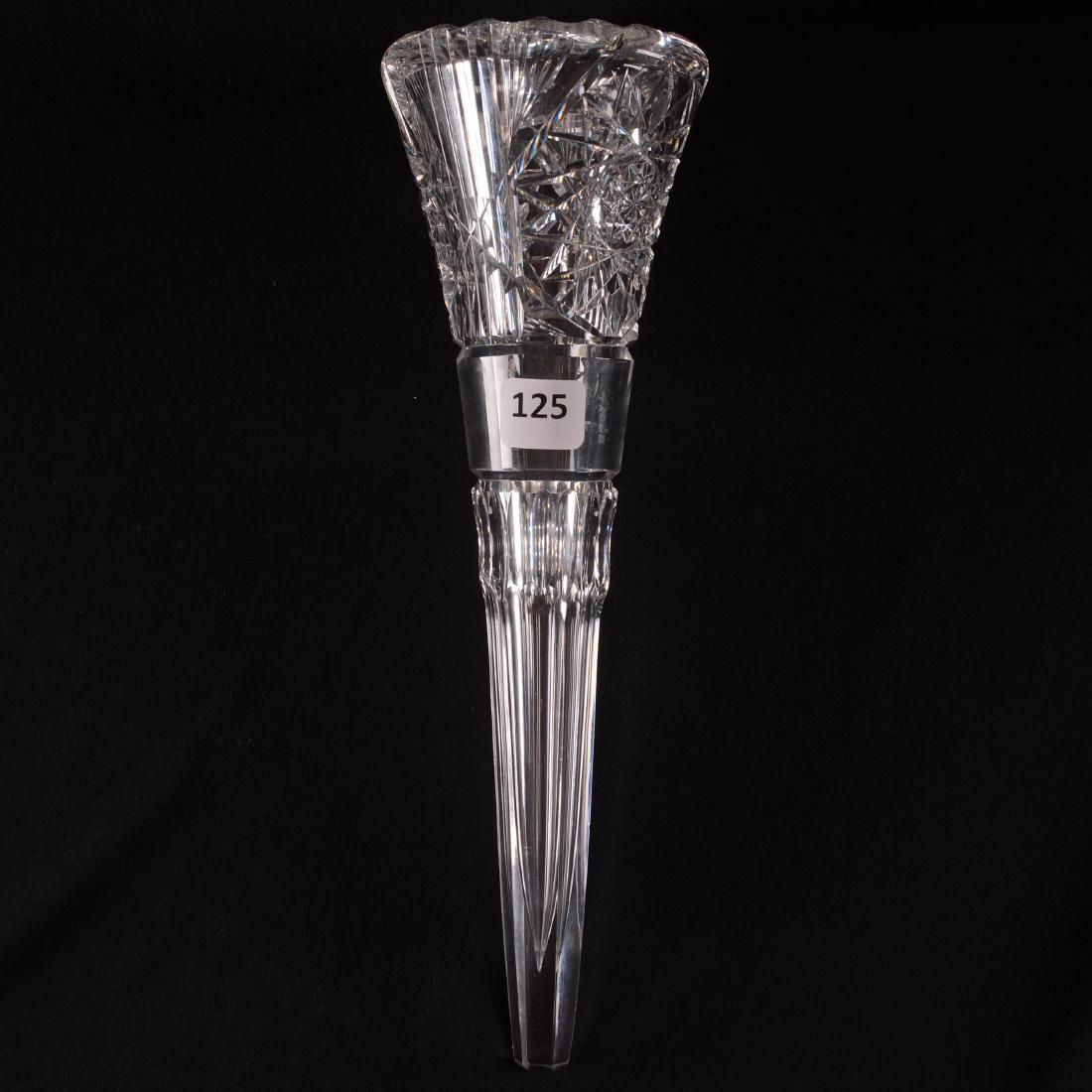Car Vase American Brilliant Cut Glass 10.5"
