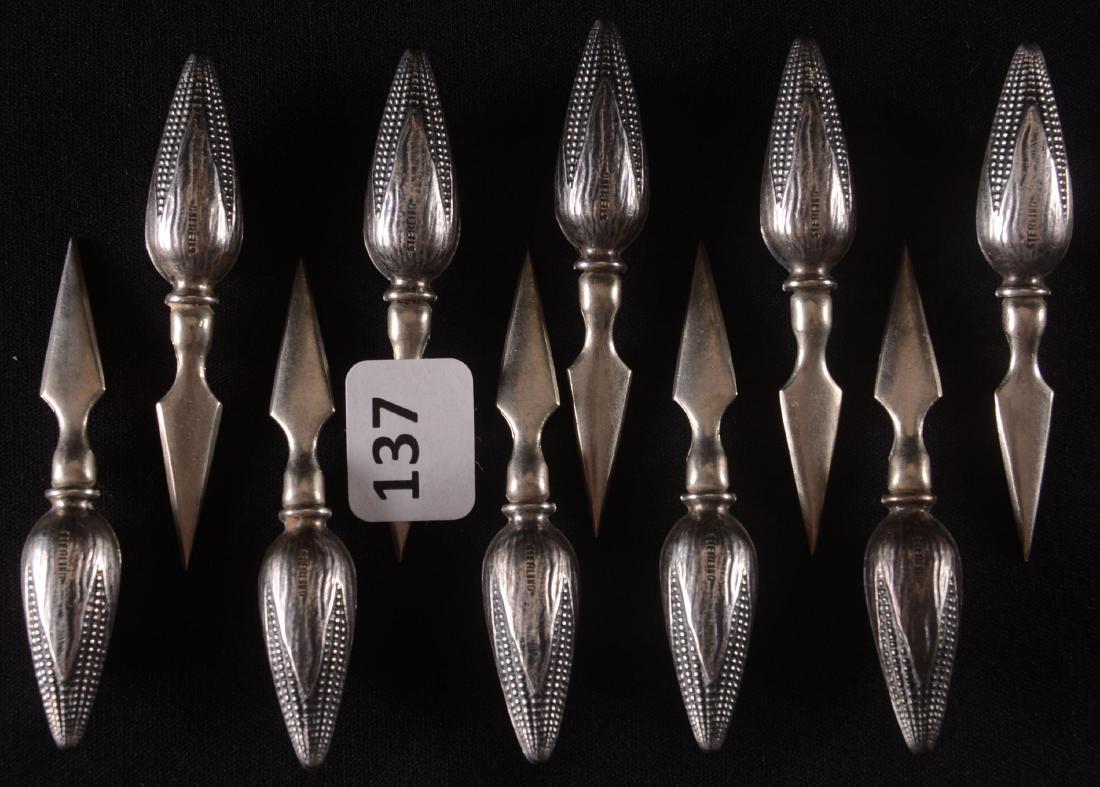 (10) Sterling Silver Figural Corn Cob Holders - 2.75" (1 of 2)